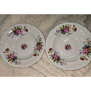 Royal Kent Collection Set of 2 Floral Porcelain Plates Round Glossy Poland
